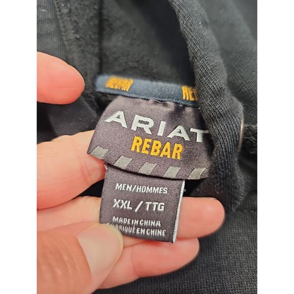 Ariat Rebar Sweatshirt Mens 2X Black Hooded Skeleton Graphic On Back - Picture 8 of 10